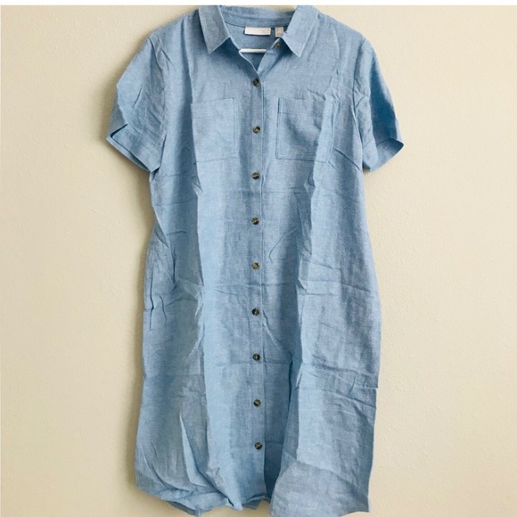 Linen Blend Shirt Dress - Picture 5 of 10